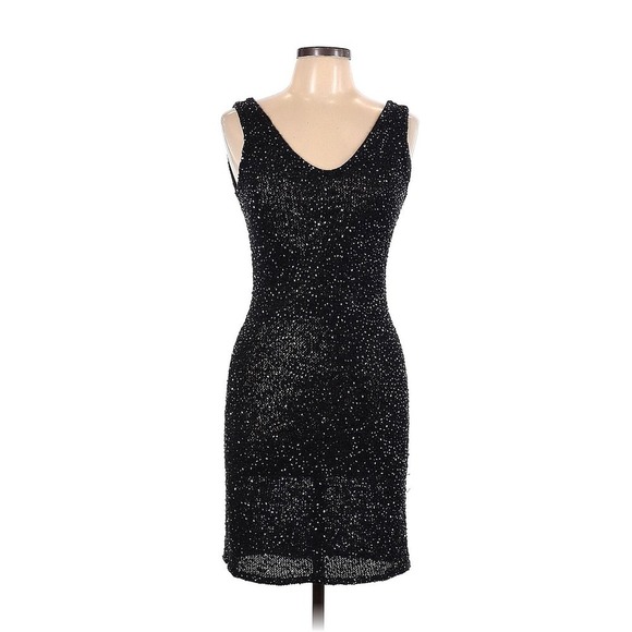 Donna Karan Dresses & Skirts - VTG Donna Karan New York Sequence Sheer Elegant Mini Dress Women's Black P